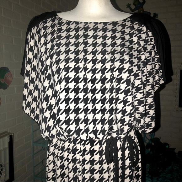 Roz & Ali Black & White Houndstooth Dress Sz 10 - Picture 2 of 8